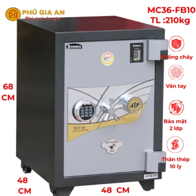 Két sắt vỏ thép 10ly Samurai MC36-FB10 hai khóa vân tay và cơ