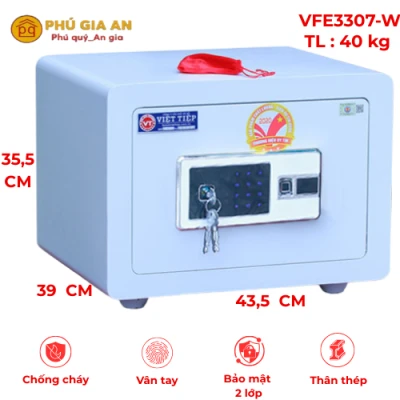 Két sắt Việt Tiệp siêu cường VFE3307-W vân tay mã số màu trắng - Model 2023